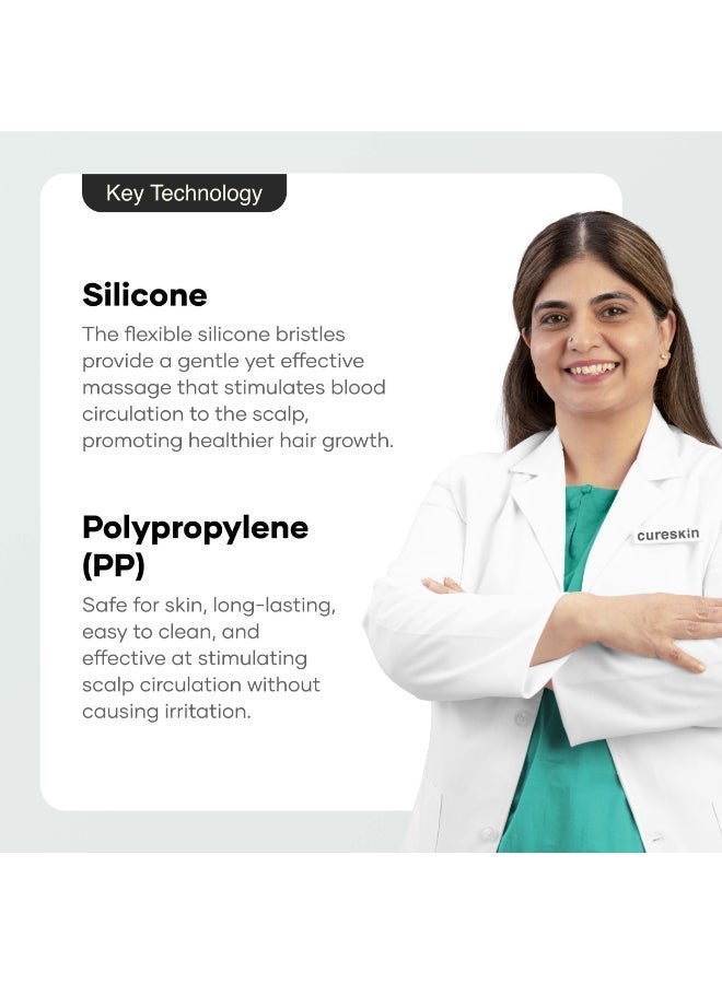 Cureskin Head Massager with Medical-Grade Silicone Bristles | Hair Massager for Hair Growth | Scalp Massager Shampoo Hair Brush, Exfoliating, Oil Massage, Anti-Dandruff - Image 4